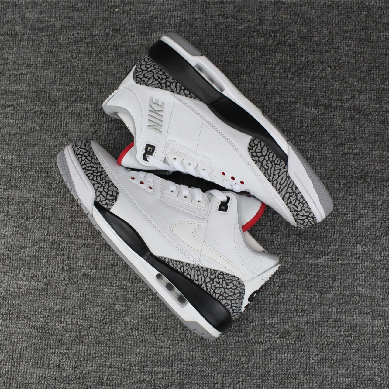 2018 Jordan 3 Retro White Cement Grey Black White Swoosh